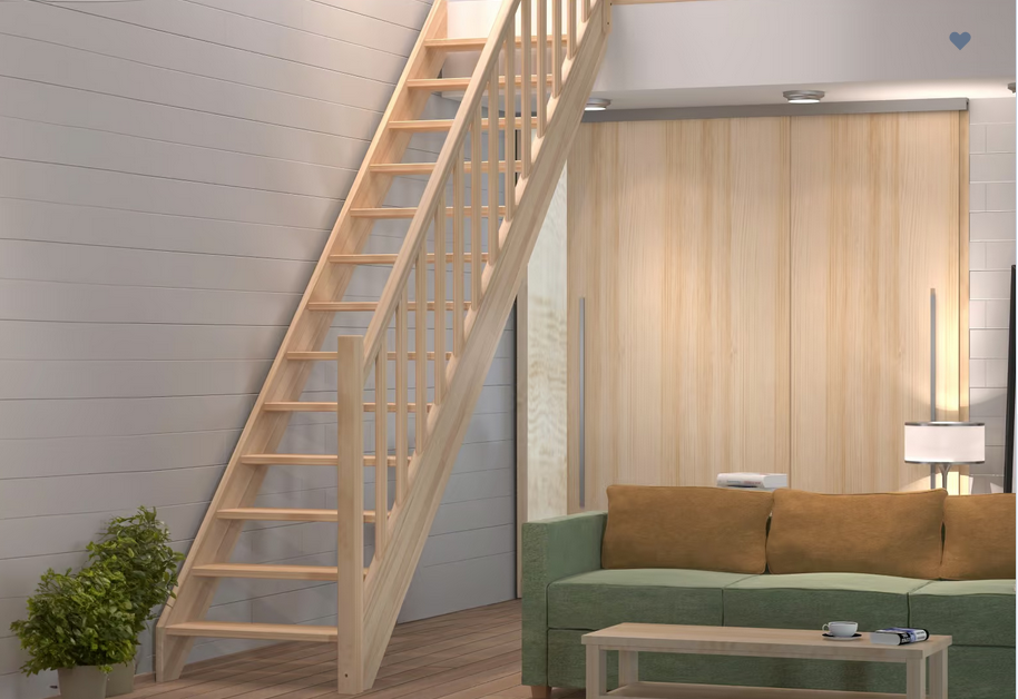 DOLLE SAVOIE - schody 1/4 zatočené v pravo dole,s podschodnicemi, masivní buk nelakovaný